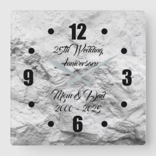 Silver Rock 25th Silver Wedding Jubileum Vierkante Klok