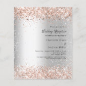 Silver roos budget bruiloft receptie uitnodiging (Voorkant)