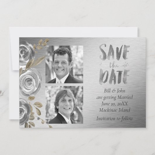 Silver Roos Gay Save the Date (Voorkant)