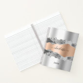 Silver roos gold agate marble name script notitieboek (Binnen)