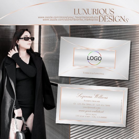 Silver Roos Gold Decor Chic met Logo Professional Visitekaartje