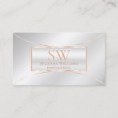 Silver Roos Gold Decor met monogram en foto Visitekaartje (Voorkant)
