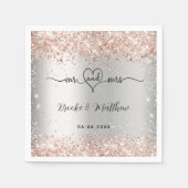Silver roos gold glitter de heer mrs hart bruiloft servet (Voorkant)