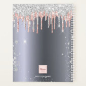 Silver roos Gold glitter druppelt monogram 2023 op Planner (Achterkant)