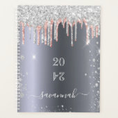 Silver roos Gold glitter druppelt monogram 2023 op Planner (Voorkant)