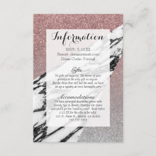 Silver Roos Gold Glitter en Marble Geometric Informatiekaartje