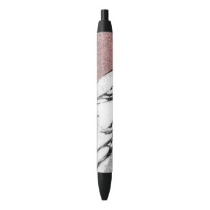 Silver Roos Gold Glitter en Marble Geometric Zwarte Inkt Pen
