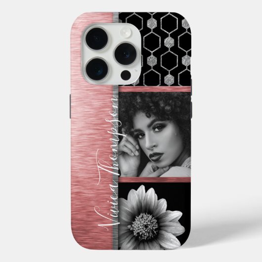 Silver & Roos Gold Photo Collage - Aanpassen Case-Mate iPhone Case (Achterkant)