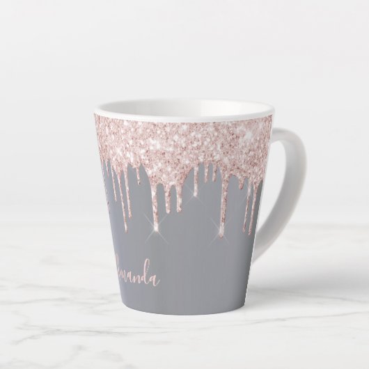 Silver roos gouden glitter druppels latte mok (Rechterhoek)