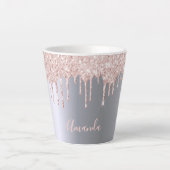 Silver roos gouden glitter druppels latte mok (Voorkant)