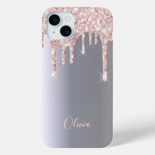 Silver roos gouden glitter druppels meisjesnaam Case-Mate iPhone case (Achterkant)