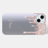 Silver roos gouden glitter druppels meisjesnaam Case-Mate iPhone case (Achterkant (horizontaal))