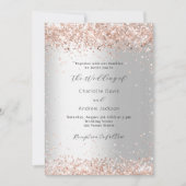 Silver roos gouden moderne bruiloft kaart (Voorkant)