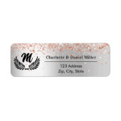 Silver roos gouden monogram retouradres etiket (Voorkant)