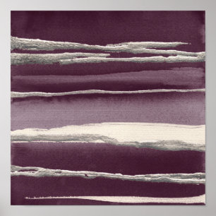 Silver Roos Paarse Abstracte afdrukken Poster