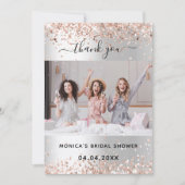 Silver roos vrijgezellenfeest foto bedankt kaart (Voorkant)