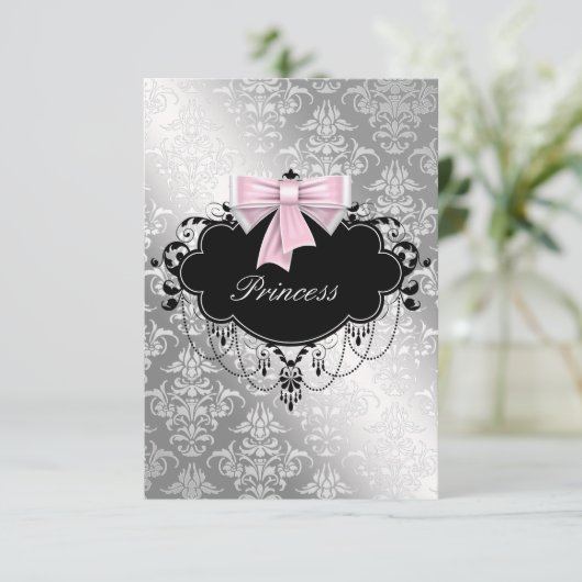 Silver rose noir Princesse bébé fille douche RSVP (Debout devant)