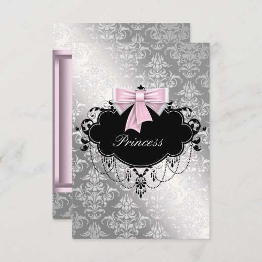 Silver rose noir Princesse bébé fille douche RSVP (Devant / Derrière)