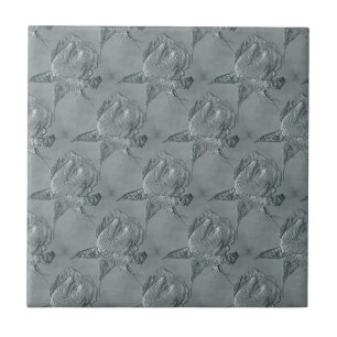 Silver Rosebuds Floral Art Tile Tegeltje