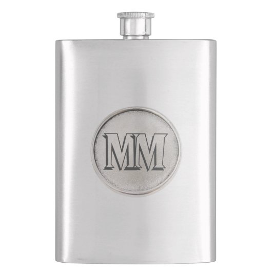 Silver Round met monogram - Premium Flask Flacon (Voorkant)