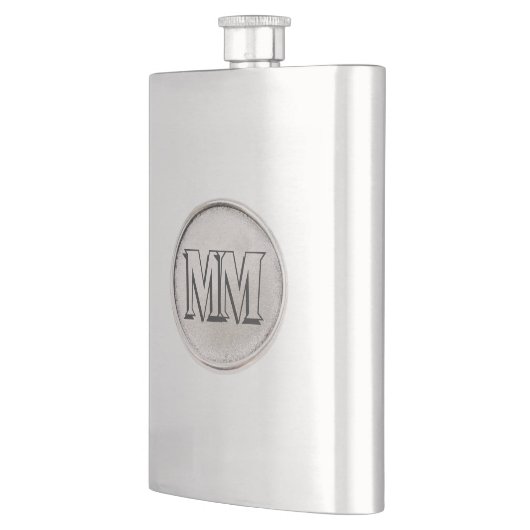 Silver Round met monogram - Premium Flask Flacon (Links)