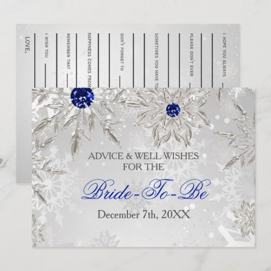 Silver Royal Blue Advice en Well Wishes Card Kaart (Voorkant / Achterkant)