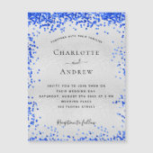 Silver royal blue bruiloft nodigmagnet (Voorkant)