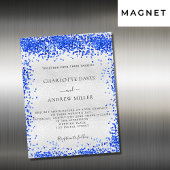 Silver royal blue luxe bruiloft nodigmagneet uit