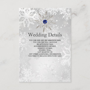 Silver royal blue snewflakes Weddenschap Details C Informatiekaartje