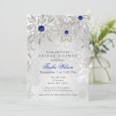 Silver Royal Blue Snowflakes Winter Vrijgezellenfe Kaart (Staand voorkant)