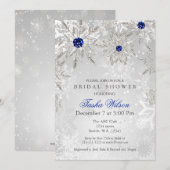 Silver Royal Blue Snowflakes Winter Vrijgezellenfe Kaart (Voorkant / Achterkant)