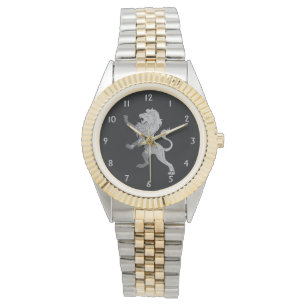 Silver Royal Lion Black Horloge