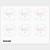 Silver, Roze & Blue Winter wonderland Dank u Ronde Sticker (Vel)