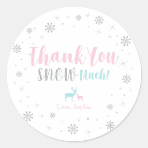 Silver, Roze & Blue Winter wonderland Dank u Ronde Sticker