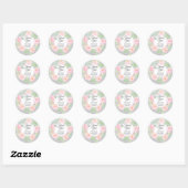 Silver & Roze Floral Hartelijk dank Baby shower Ronde Sticker (Vel)
