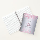 Silver roze glitter-naam monogram notitieboek (Binnen)
