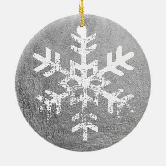 Silver Rustic Circle Photo Snowflakes Keramisch Ornament (Achterkant)