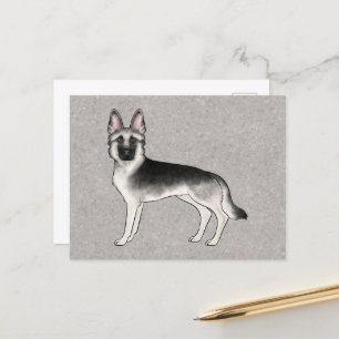 Silver Sable Duitse Herder Cartoon GSD Dog Grey Briefkaart