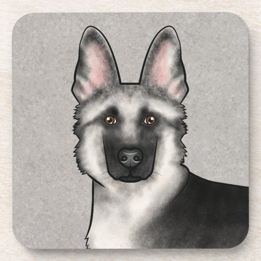 Silver Sable Duitse Herder Hond Hoofd Close-up Bier Onderzetter (Voorkant)