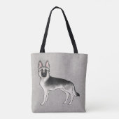 Silver Sable Duitse Herder Schattige Cartoon Dog G Draagtas (Achterkant)