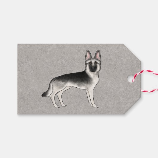 Silver Sable Duitse Herder Schattigee Cartoon Dog Cadeaulabel (Voorkant (Horizontaal))