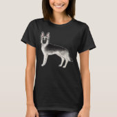 Silver Sable Duitse Herder Schattigee Cartoon Dog T-shirt (Voorkant)