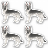 Silver Sable Duitse herder Schattigee cartoon hond Sticker (Voorkant)