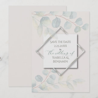 Silver Sage Eucalyptus Bewaar de datum Kaart