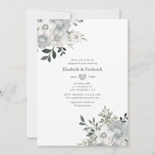 Silver Sage Eucalyptus Geometric Engagement Party Kaart (Voorkant)