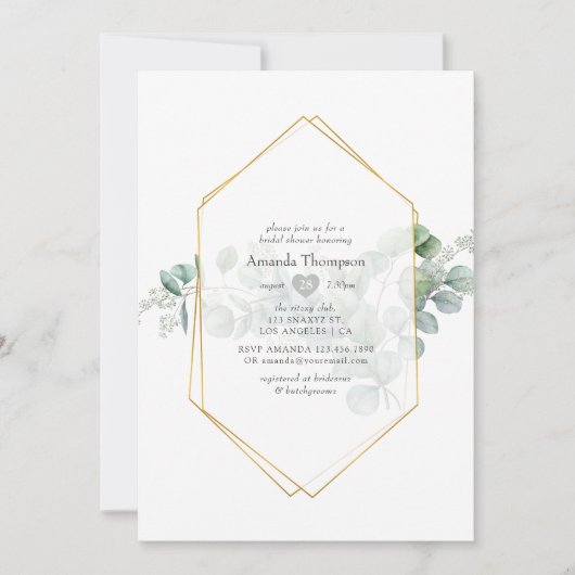 Silver Sage Eucalyptus Geometric Vrijgezellenfeest Kaart (Voorkant)