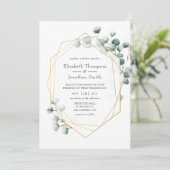 Silver Sage Eucalyptus Geometric Wedding Kaart (Staand voorkant)