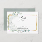 Silver Sage Eucalyptus Geometric Wedding RSVP Kaartje (Voorkant / Achterkant)