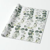 Silver Sage Green Eucalyptus Greenery Vine Wedding Cadeaupapier (Uitgerold)