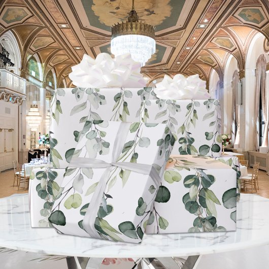 Silver Sage Green Eucalyptus Greenery Vine Wedding Cadeaupapier
